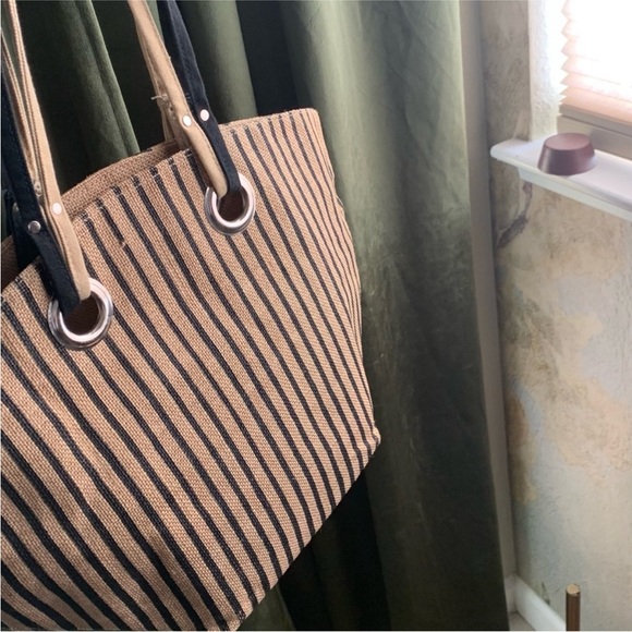 Polka Dot Tote Bag - Black and Tan - Picture 2 of 13